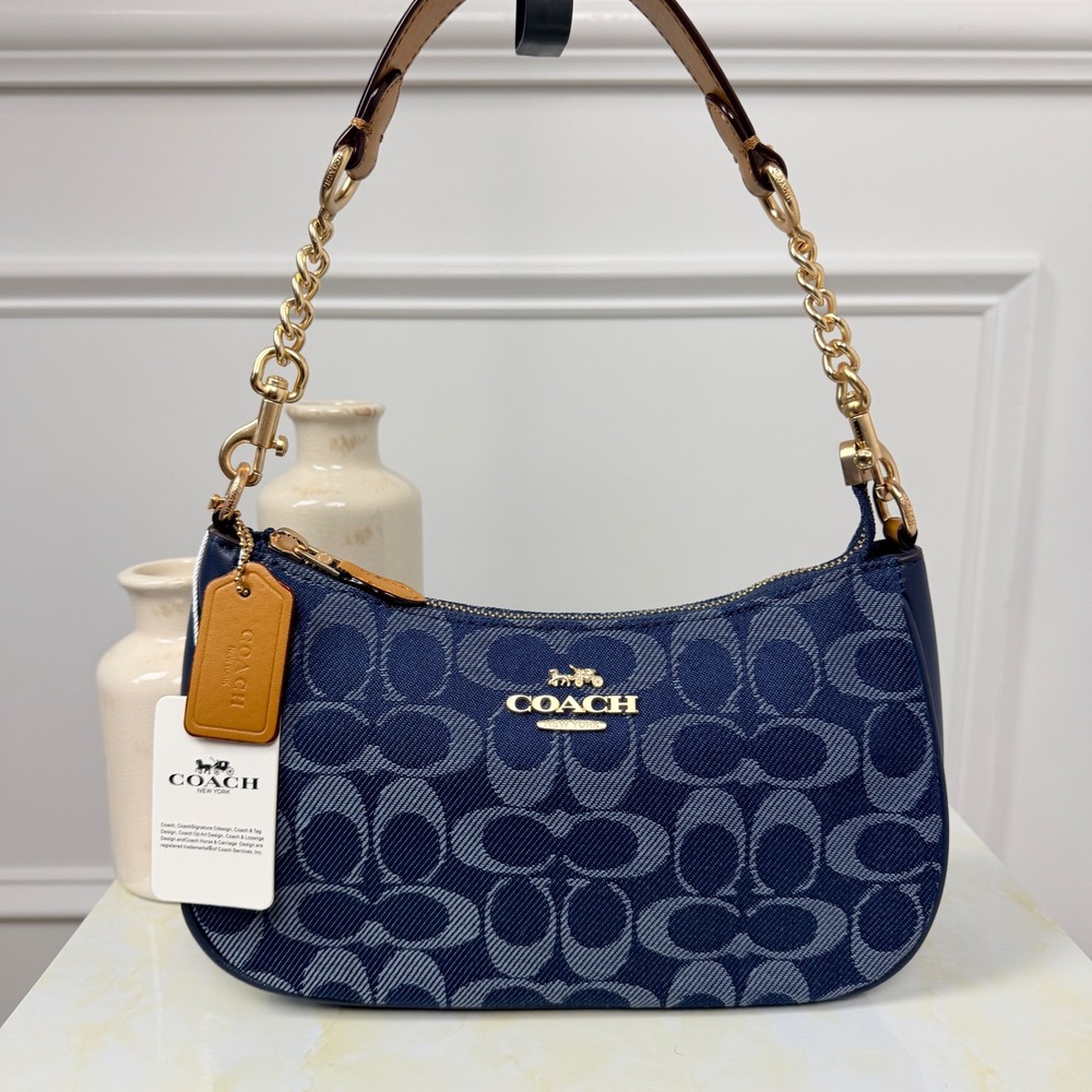 Coach Teri in Signature Canvas Navy Blue Denim Gold Hardware